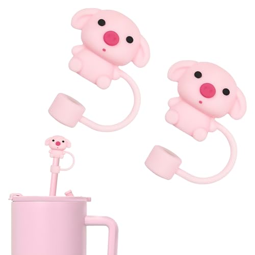 Reusable Pig Straw Topper for 10mm Straws - Pink Silicone Cup Accessory