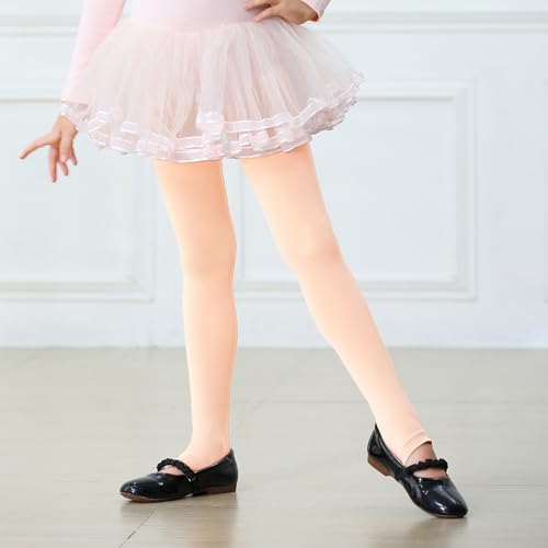 Ballet Dance Stirrup Tights for Kids - Ultra Soft Light Pink, 5-8 Years