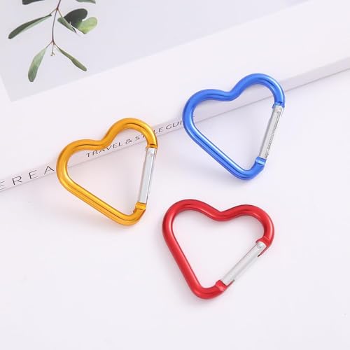 Heart Shaped Carabiner Clip - Aluminum Alloy Heavy Duty Keyring - Red