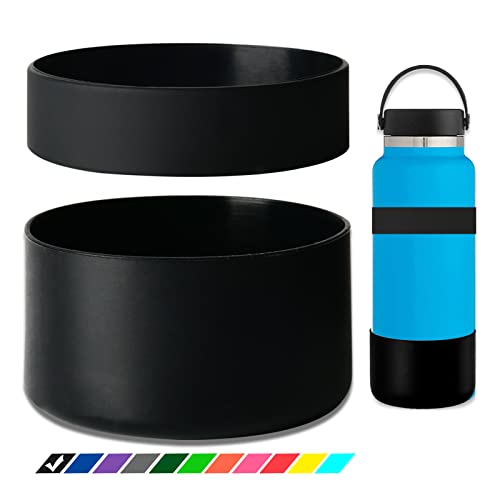 Water Bottle Boot - Dual Protective Silicone Sleeve for 12oz Black