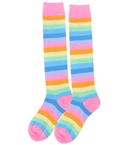 Athletic Knee High Socks - Pastel Rainbow Stripe - 1 Pair