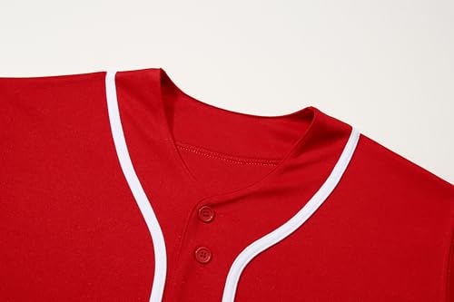 Unisex Baseball Jersey Button-Down Short Sleeve Sports Uniform Shirt