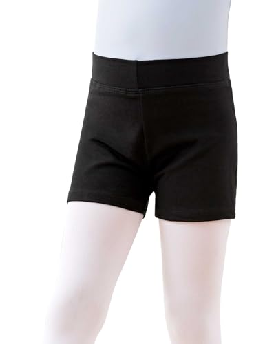 Girls Cotton Dance Shorts - Highly Elastic Ballet Pants - Black, 4-5T