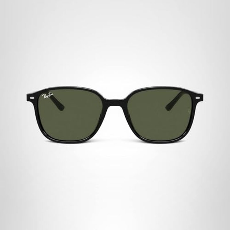 Ray-Ban Unisex RB2193 Leonard Square Sunglasses, Black/G-15 Green, 55 mm