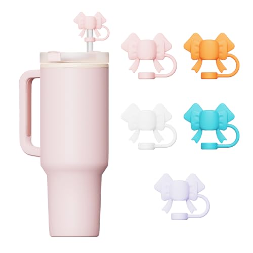 5-Pack Silicone Bow-Knot Straw Covers for 10mm Tumbler Straws - Orange