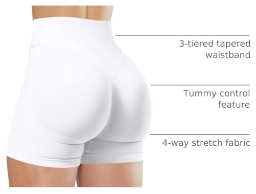 Unthewe Womens 4.5-inch Seamless Workout Shorts Small White Activewear
