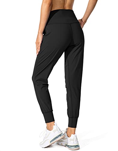 High Waisted Women's Joggers with Pockets - Medium Black