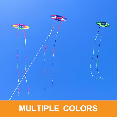 Mint's Colorful Life Red, White & Blue Large Kite for Adults & Teens, 98-inch Easy Fly with Long Tails