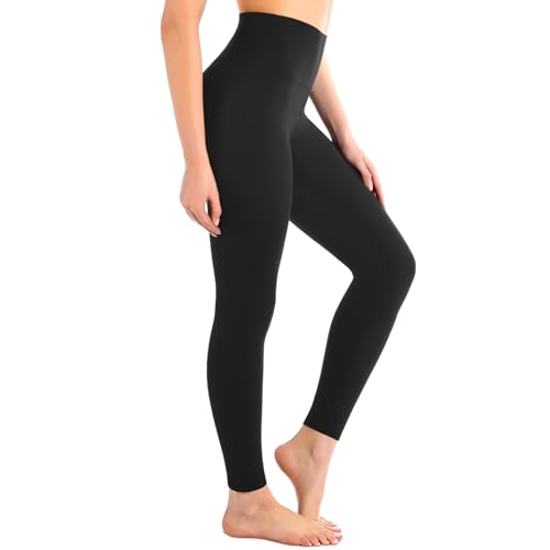 High Waisted Leggings for Women - Full Length, Small-Medium, Black