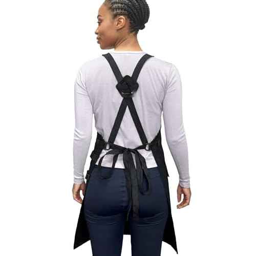 Under NY Sky Cross-Back Barber Apron ? Heavy-Duty Nylon, Water and Chemical Resistant, Flapped Pocket ? Adjustable for Men, Women ? Pro Hair Stylist, Salon, Colorist, Artist