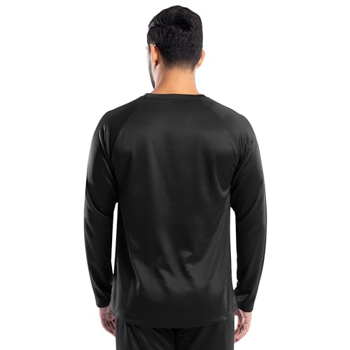 Realtree Men's Heavyweight Fleece Thermal Underwear Top, Pitch Black, X-Large