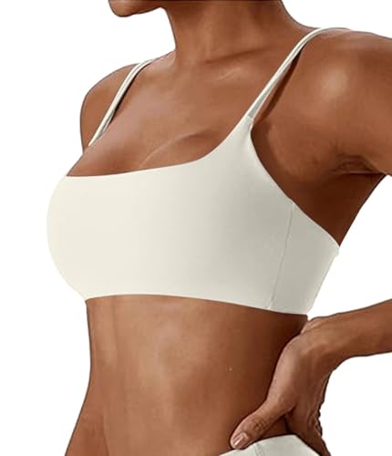 Comper Women's Wirefree Racerback Sports Bra with Removable Pads - Small White