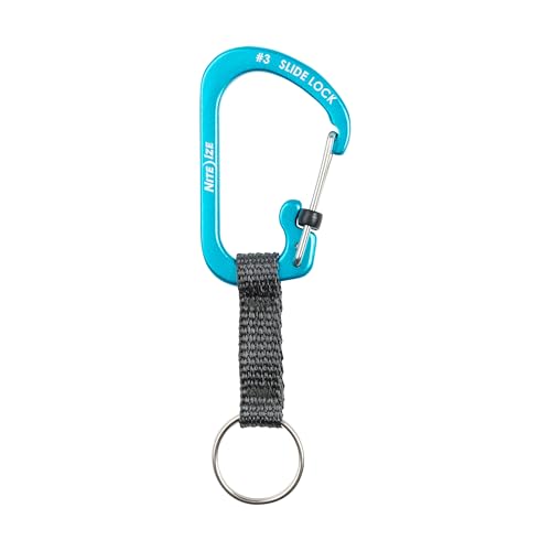 Locking Carabiner Key Chain with Webbing - Blue