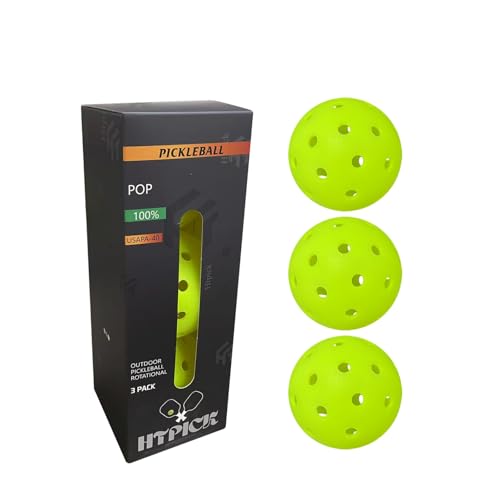 High Bounce Pickleball Balls - 3PC, Crack-Resistant, 40 Holes