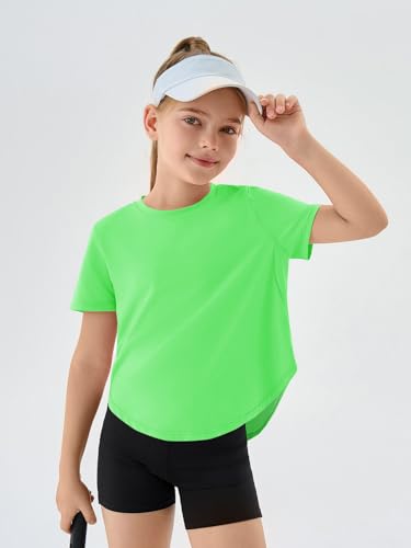 Haloumoning Girls Athletic Shirt, Short Sleeve, Green, 7-8 Years (5-14 yrs)
