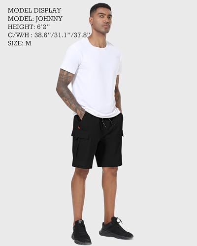 Men's Quick Dry Cargo Shorts - Lightweight Stretch with 5 Pockets, 9 Inch, X-Large, Black