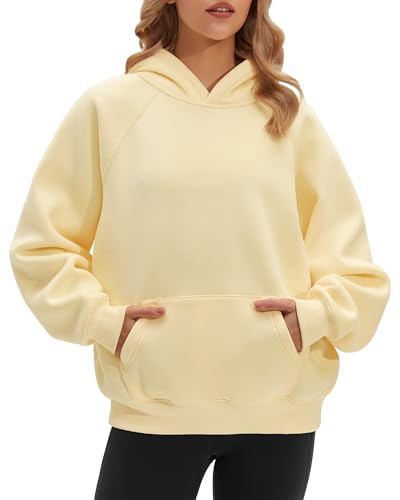 Stelle Women's Oversized Fleece Hoodie Butter Small Casual Sweatshirt