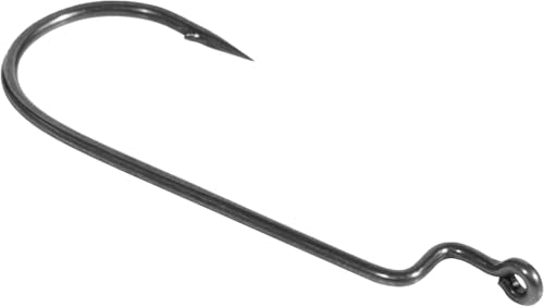 Offset Worm Round Bend Bass Hooks - 4/0 Size, Super Slide Coating