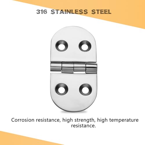 Heavy Duty Marine Boat Hatch Hinges 316 Stainless Steel 3x1.5-Inch Oval (2-Pack)