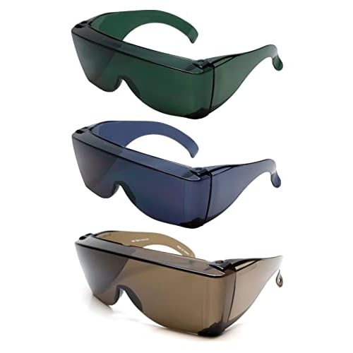 Calabria 3000 Fit Over Safety Glasses Fitover Eyewear Copper Green Smoke 3 Pack Men Women Wrap Around Anti Fog Scratch Glare