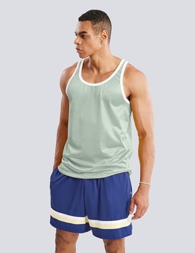 Men's Lightweight Mesh Gym Tank Top - Sleeveless Workout Shirt - Grey, X-Large