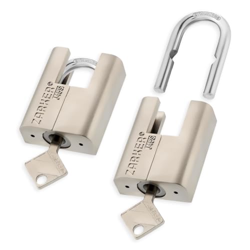 J45S keyed Alike Padlocks, Heavy Duty Stainless Steel Shackle Lock, 6 Keys, Waterproof and Rustproof Storage, Warehouses, Garage, Outdoors, 2-Pack