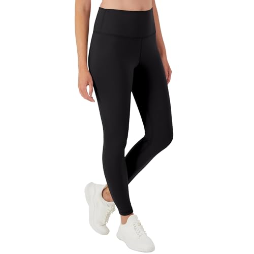 Hanes Womens 7/8 Black Leggings with Pockets, Large Size, Moisture Wicking