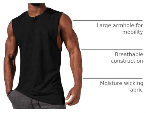 Men's Sleeveless Tank Top - Crewneck Solid Loose Fit - X-Large Black