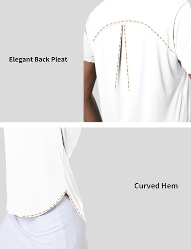 UPF 50+ Women's Short Sleeve Workout Tops - White, 3X-Large