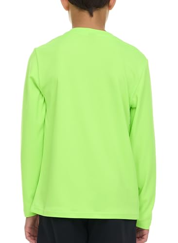 Boys Long Sleeve Rash Guard - Neon Lime, UPF 50+ Sun Protection