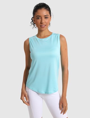Women's Athletic Racerback Tank Top - Quick Dry UPF 50+ - Cyan - X-Small