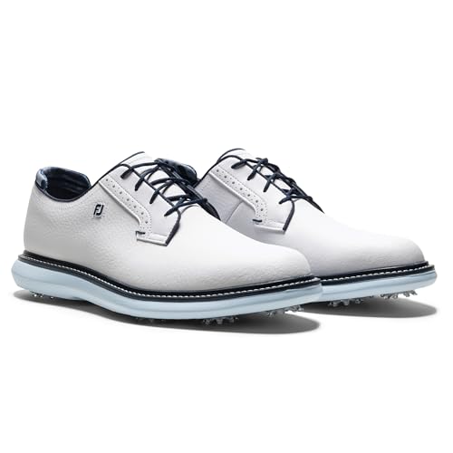 FootJoy Traditions Blucher Golf Shoes - 10.5 White/Sky Blue/Camo