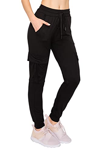 Women's Cargo Jogger Pants Large Black - Soft Street Casual Sweatpants