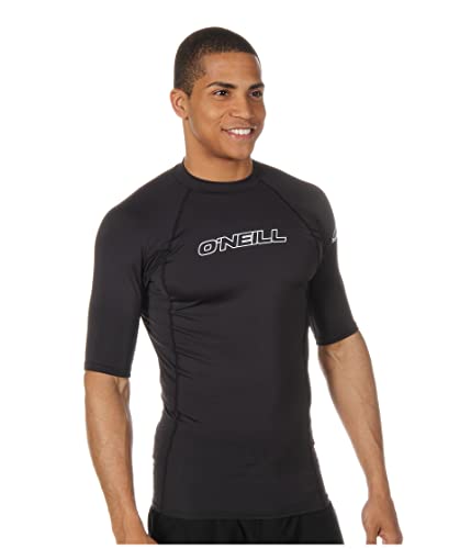 Men's Short Sleeve Rashguard - UPF 50+ Protection - Large Black