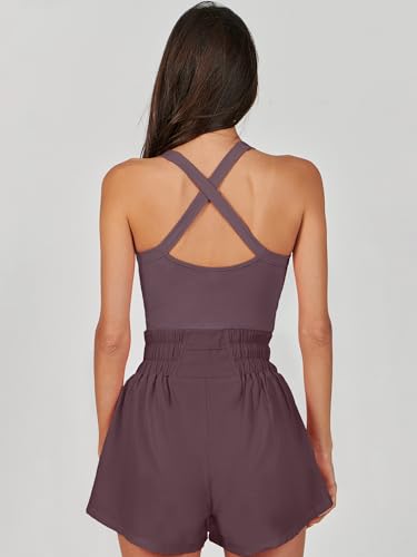 Women’s Purple Brown ANRABESS Tennis Dress Athletic Romper Small Summer