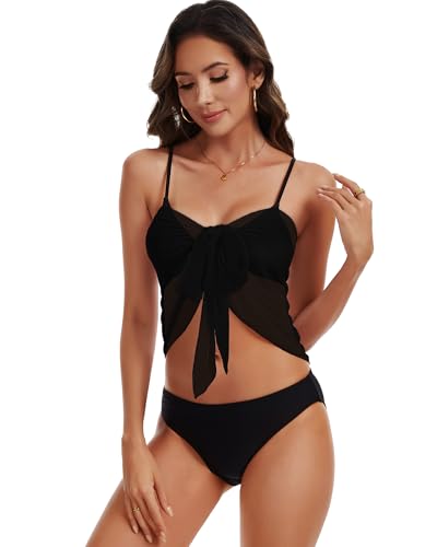 Women's Black Beach Sarong Wrap Sheer Bikini Cover-Up