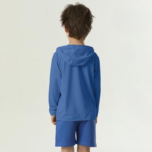 Kids UPF50+ Sun Protection Hoodie Jacket for Boys and Girls – 5-6 Years, Blue