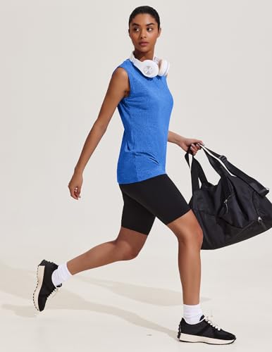 Lightweight Women's Sleeveless Yoga Tank Top - A-Blue, Medium