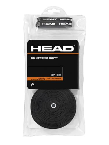 HEAD Xtreme Soft Overgrip 30-Pack Black - Tennis Racket Grip Tape for Enhanced Control