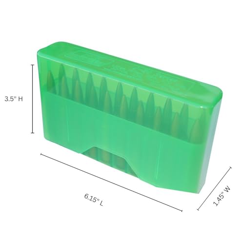 20-Round Rifle Ammo Box, Slip-Top Polypropylene Case - Clear Green