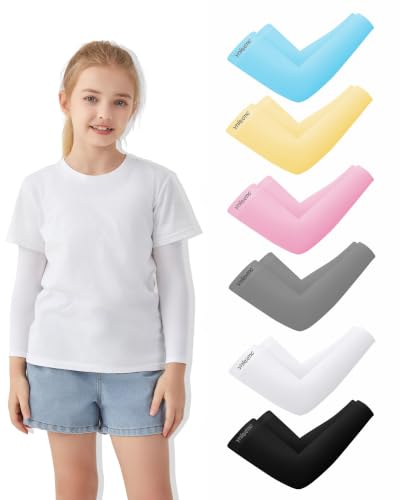 VNLEXMC Kids & Teens Cooling UV Sun Protection Arm Sleeves - Pack of Multiple Colors