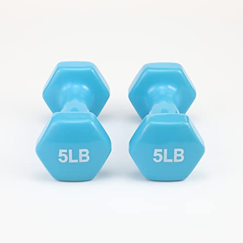 5 lb Vinyl Coated Dumbbell Weights - Durable & Non-Slip Grip