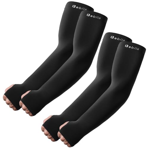 UV Protection Arm Sleeves with Thumb Hole - Medium Black