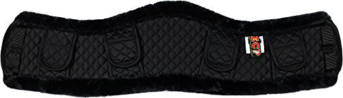 Black 30-Inch Equine Faux Shearling Girth Cover for Horses, Prevent Chafing & Galls