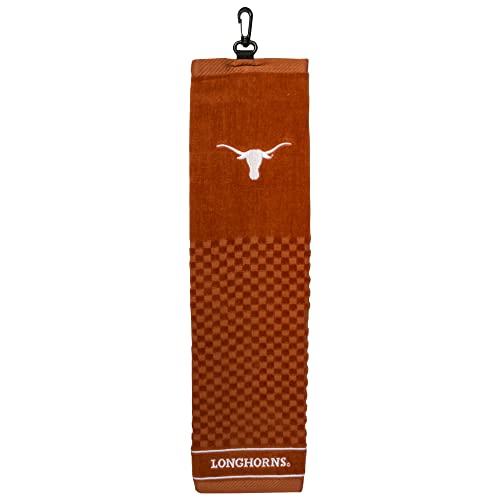Texas Longhorns Embroidered Golf Towel with Checkered Scrubber Design - Team Golf