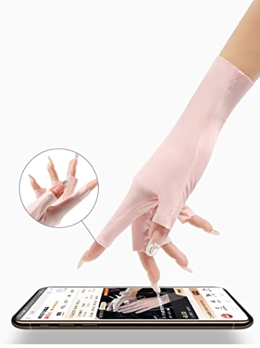UV Protection Fingerless Gloves for Women - One Size Pink