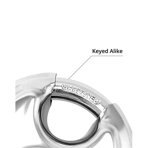 QWORK Keyed Alike Disc Padlock, 8 Pack Stainless Steel Discus Lock with 3/8-Inch Shackle, 2-3/4 in Wide, for Garages, Fence, Sheds and Storage Unit