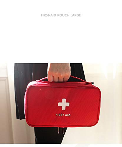 First Aid Bag - Mini Empty Medical Storage Pouch for Camping & Travel - Red
