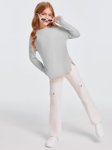 Kids Long Sleeve Active Quick Dry Athletic Shirt - 10-12 Years Grey