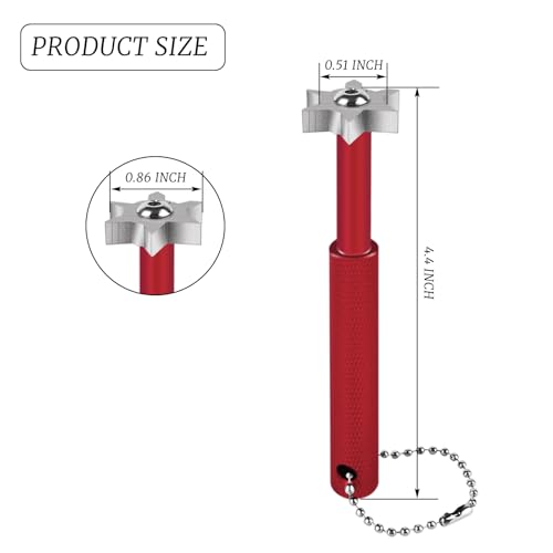 Golf Club Groove Sharpener Tool with 6 Heads & Storage Tube - Red